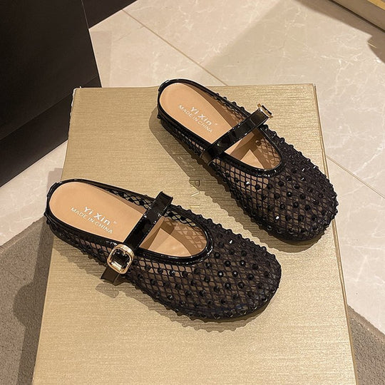 Damen Modische Ballerinas mit Netzdesign und Dekorativen Riemchen R&B