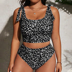 Damen Hochgeschnittener Bikini mit floralem Design und sportlichem Crop-Top R&B