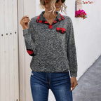 Damen Pullover mit Kragen und kariertem Detail R&B