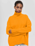 Damen gemütlicher Rollkragenpullover mit Oversized-Schnitt und strukturiertem Material R&B