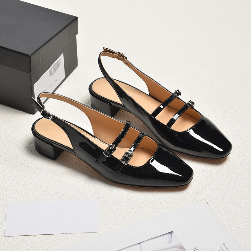 Damen Slingback-Pumps mit modischen Schnallen und elegantem Blockabsatz R&B