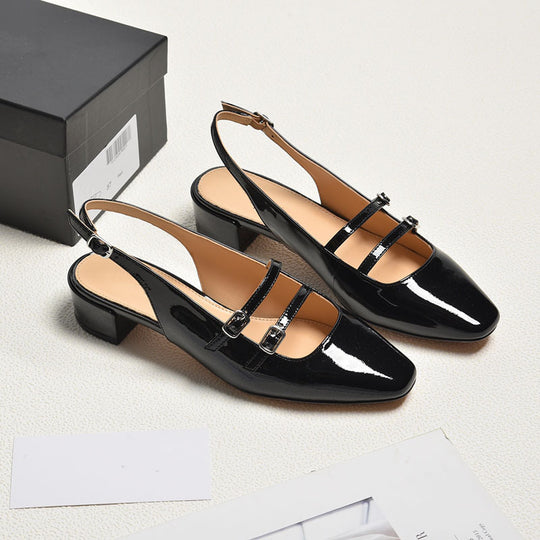Damen Slingback-Pumps mit modischen Schnallen und elegantem Blockabsatz R&B