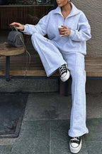 R&B | Vibes Halb Offenes Pullover Sweatshirt und Hose Zwei Teiliges Satz