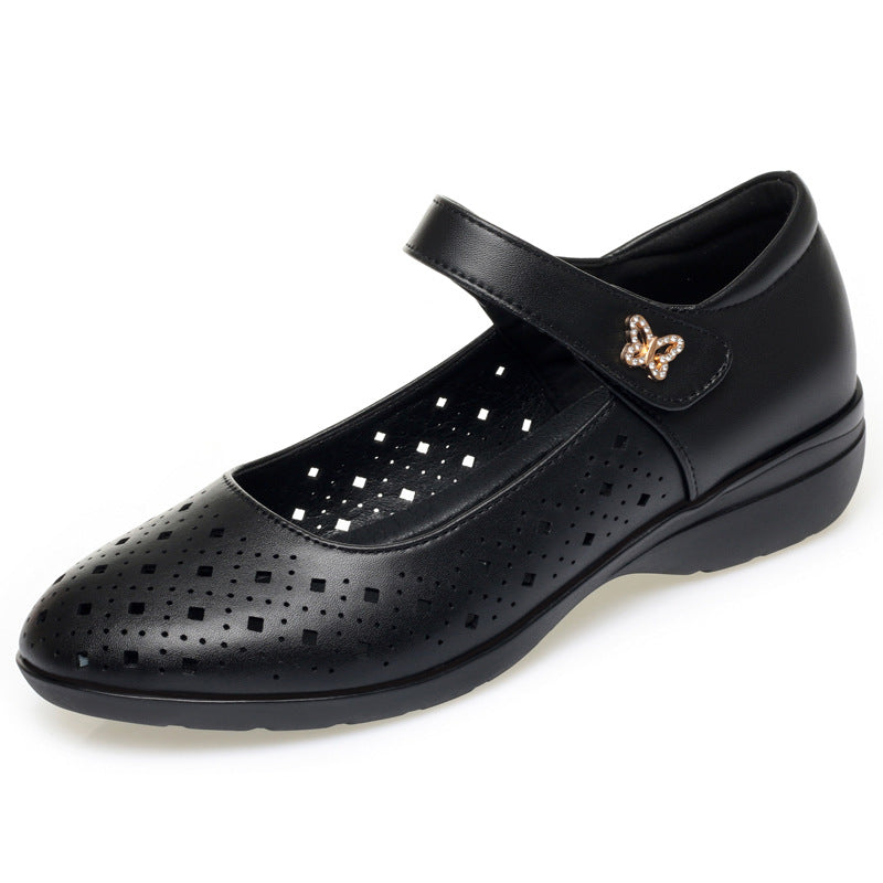 Damen Komfortable Ballerinas mit luftiger Lochmusterung und verstellbarem Riemen R&B