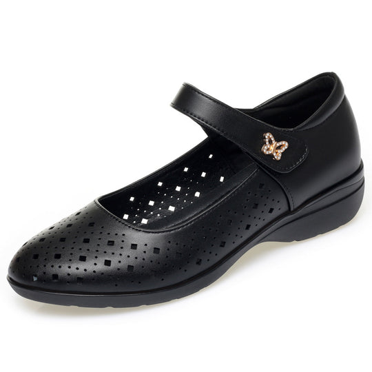 Damen Komfortable Ballerinas mit luftiger Lochmusterung und verstellbarem Riemen R&B
