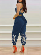 Damen eleganter Jumpsuit mit detailverliR&Btem Blättermotiv R&B