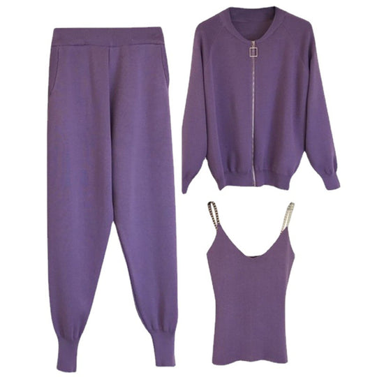 Damen sportliches Freizeit-Loungewear-Set mit Reißverschluss R&B