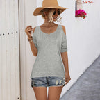 Damen Off-Shoulder Oberteil mit modernen Cut-Out-Details und lässigem Schnitt R&B