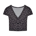 Damen Crop-Top mit floralem Muster und elegantem V-Ausschnitt