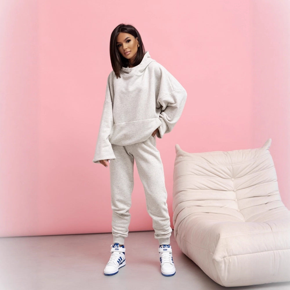 Damen lässiger Hoodie mit voluminösen Ärmeln und hohem Kragen R&B