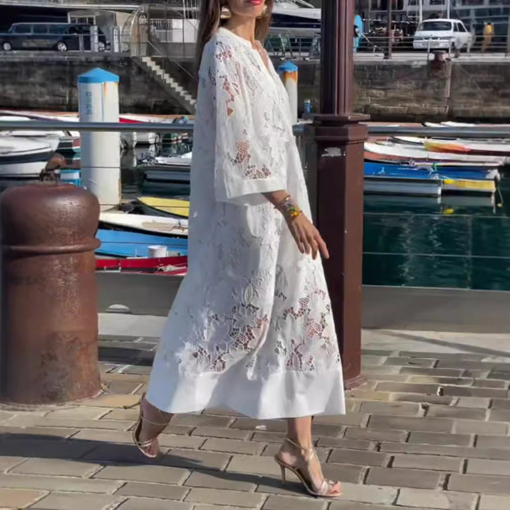 Damen Elegantes Spitzen-Kaftan Kleid Heidi-Mode