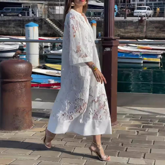Damen Elegantes Spitzen-Kaftan Kleid Heidi-Mode