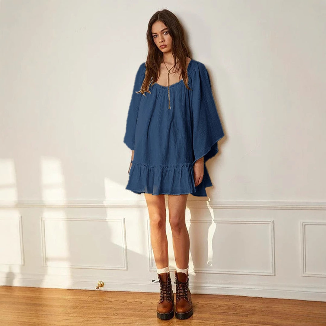 Damen lässiges Minikleid mit Rüschendetails und weitem Schnitt R&B