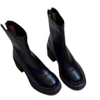 Damen elegante Stiefeletten mit modischem Reißverschluss und robustem Blockabsatz R&B