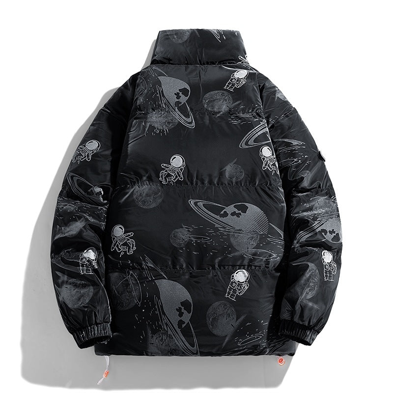 Damen futuristische Steppjacke mit astronautischen Mustern R&B