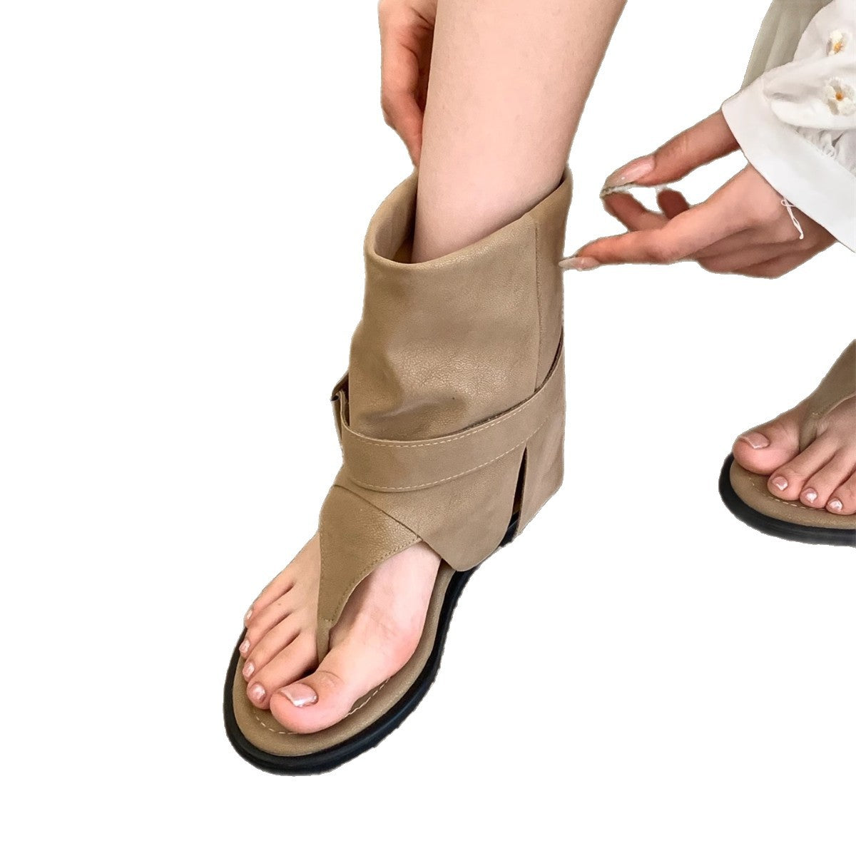 Damen Offene Stiefel mit verstellbarem Riemen und ergonomischer Sohle R&B