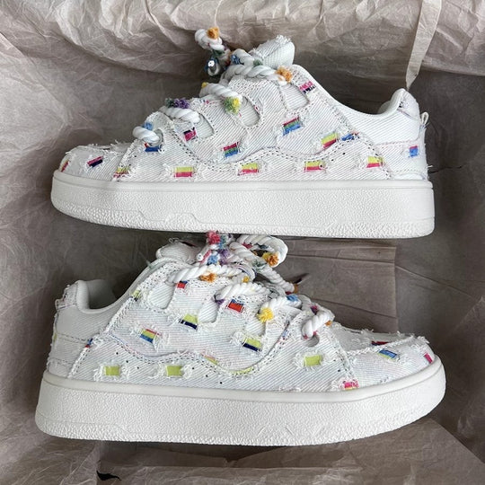 Damen Trendige Sneakers mit bunten Applikationen R&B