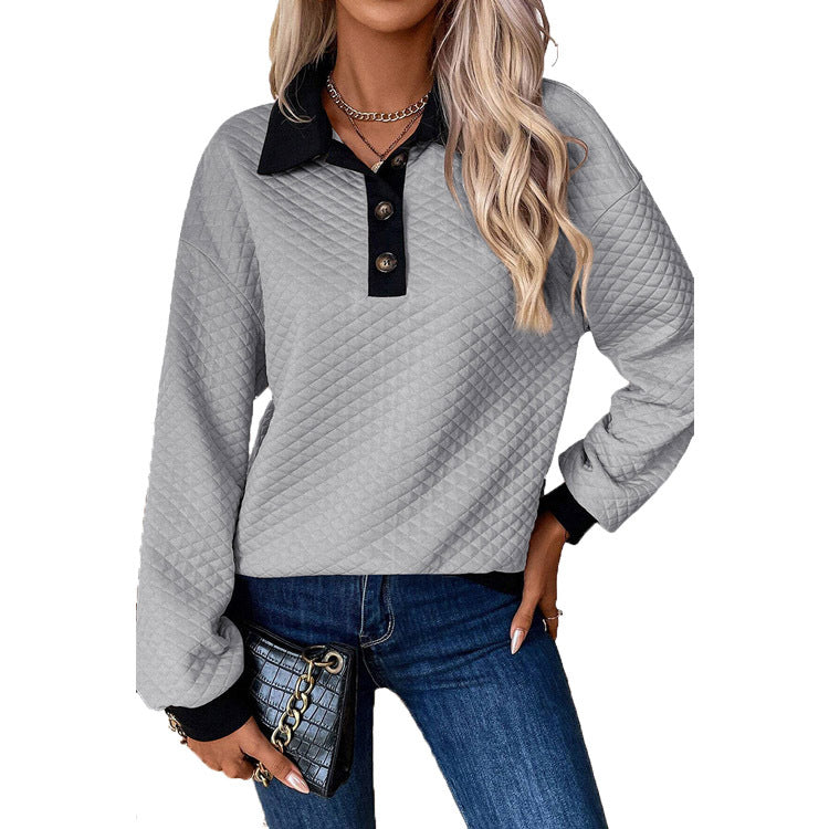 Damen stylischer und bequemer Sweatshirt mit Kragen R&B