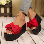Damen Plateausandalen mit dekorativem Schleifen-Design