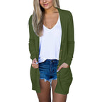 Damen lange Strickjacke mit Taschen R&B