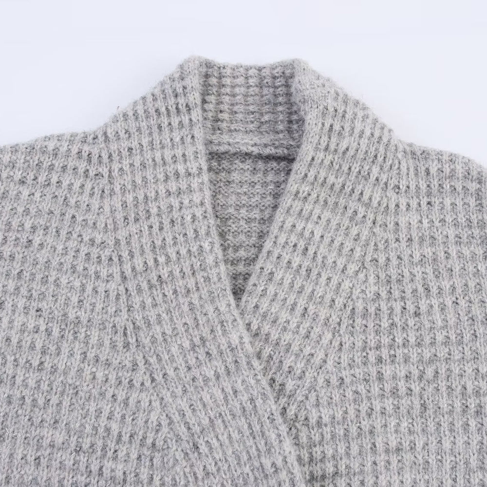 Damen lässige oversized Strickjacke mit doppelter Knopfleiste und bequemem Schnitt R&B
