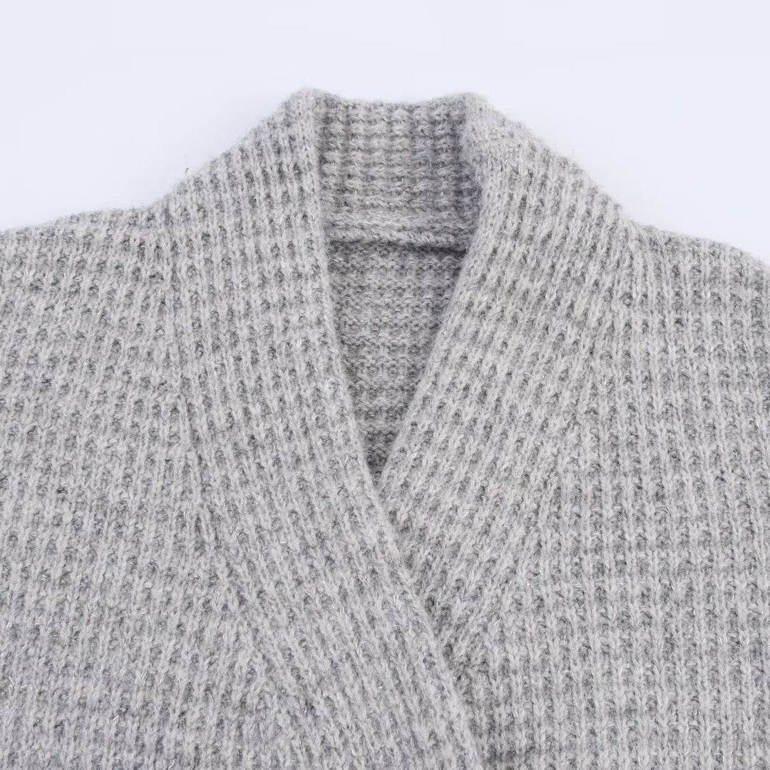 Damen lässige oversized Strickjacke mit doppelter Knopfleiste und bequemem Schnitt R&B