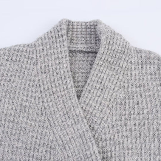 Damen lässige oversized Strickjacke mit doppelter Knopfleiste und bequemem Schnitt R&B