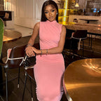 Damen Elegantes figurbetontes Midi-Kleid mit asymmetrischem Saum R&B