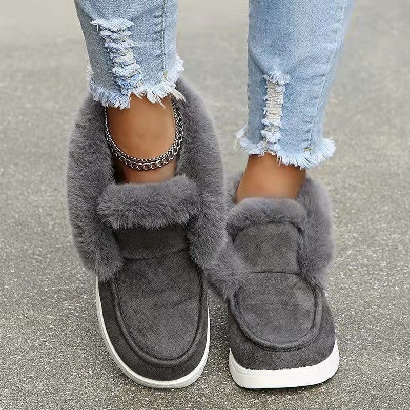 Damen Bequeme und stilvolle Fleece-Sneaker mit hoher Knöchel-Fütterung
