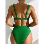 Damen Hochtaillierter Retro-Bikini mit strukturierter Oberfläche R&B