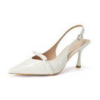 Damen Slingback-Pumps mit elegantem Schleifenakzent und spitz zulaufendem Design
