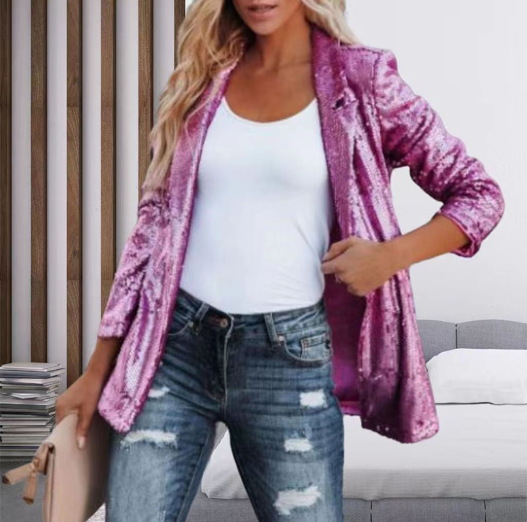 Damen Blazer mit Paillettenbesatz R&B
