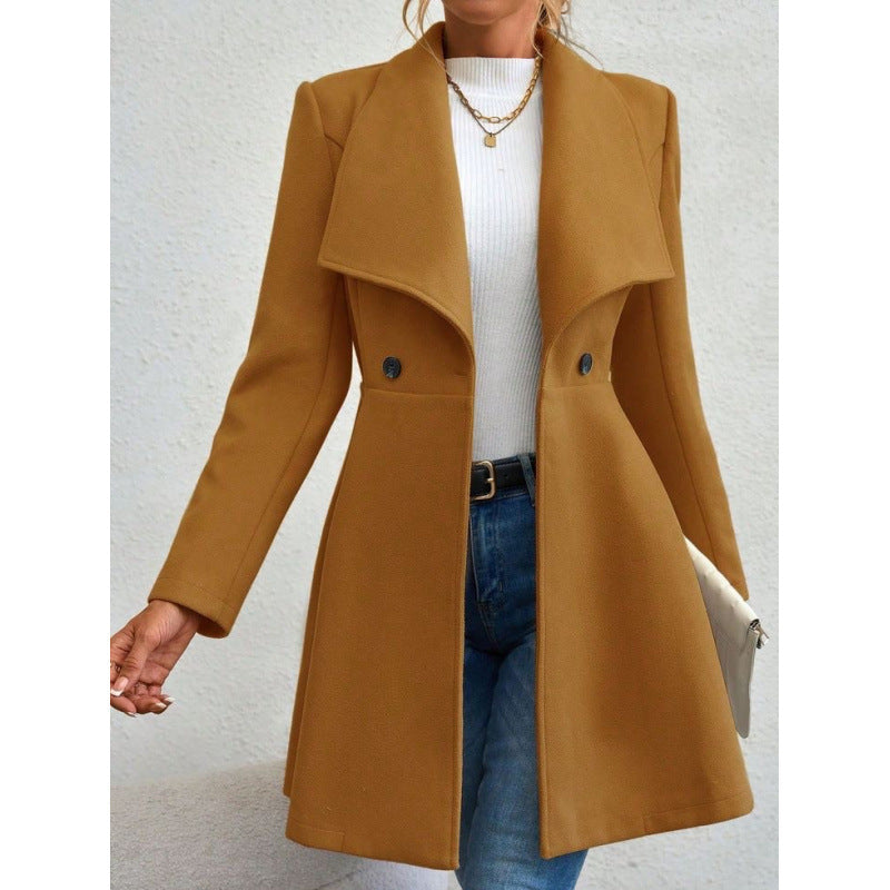 Damen schicke Übergangsjacke mit weitem Kragen R&B
