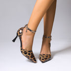 Damen Slingback-High-Heels mit elegantem Leopardenmuster und verstellbarem Riemen R&B