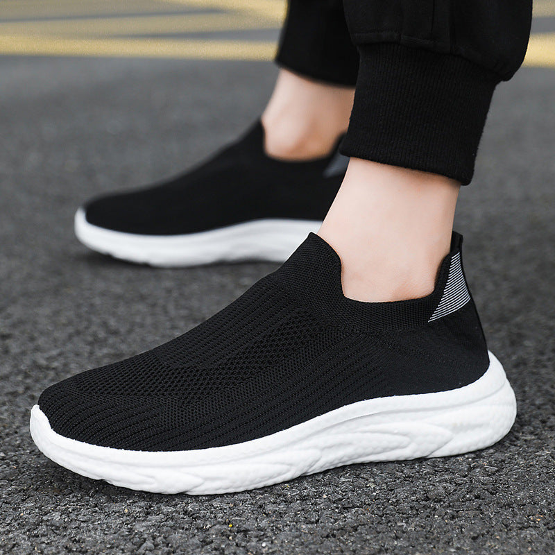 Damen Bequeme Slip-On Sneakers mit atmungsaktivem Strick-Obermaterial und flexiblem Fußbett R&B