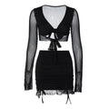 Damen Verspieltes Minikleid mit transparenten Langärmeln und gerafftem Rock R&B
