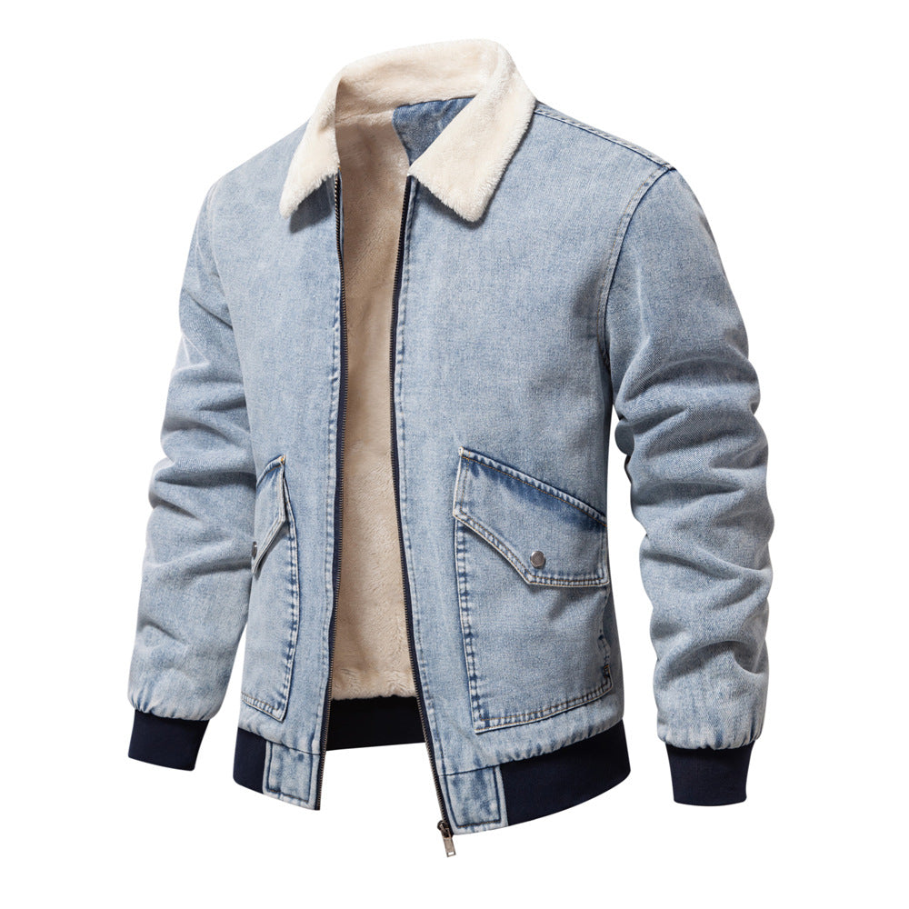 Herren Denimjacke mit warmem Fleecefutter und praktischen Taschen