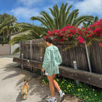 Damen Strandshorts mit modischem Streifenmuster und elastischem Bund R&B