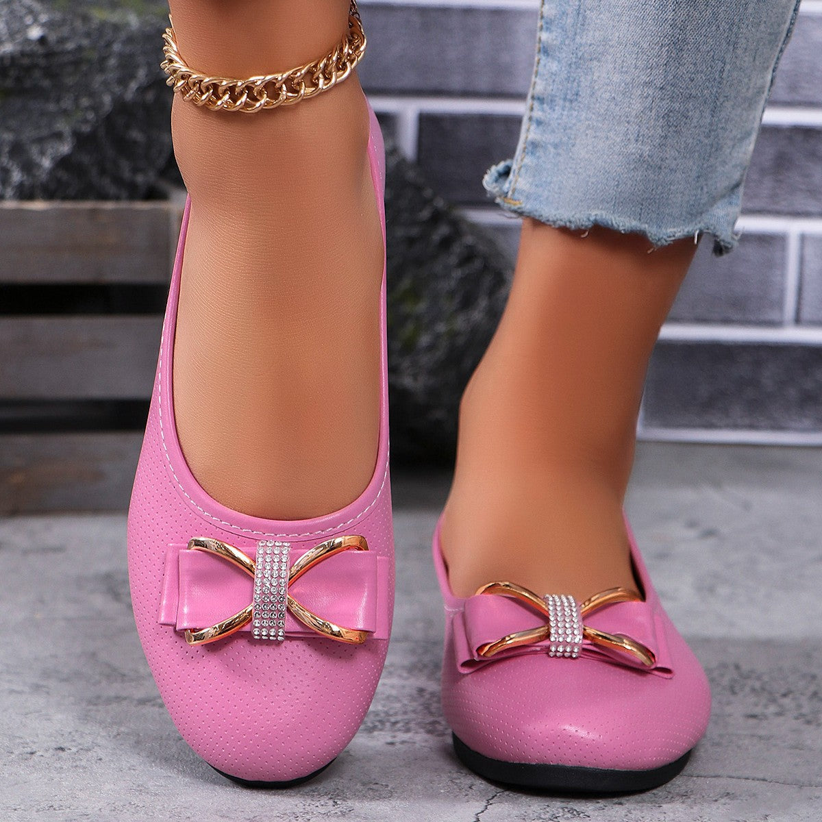 Damen Ballerinas mit modischem Schleifenakzent und Glitzerdetails R&B