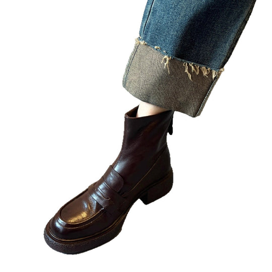 Damen Chunky Ankle Boots mit elegantem Absatz und klassischem Loafer-Design R&B