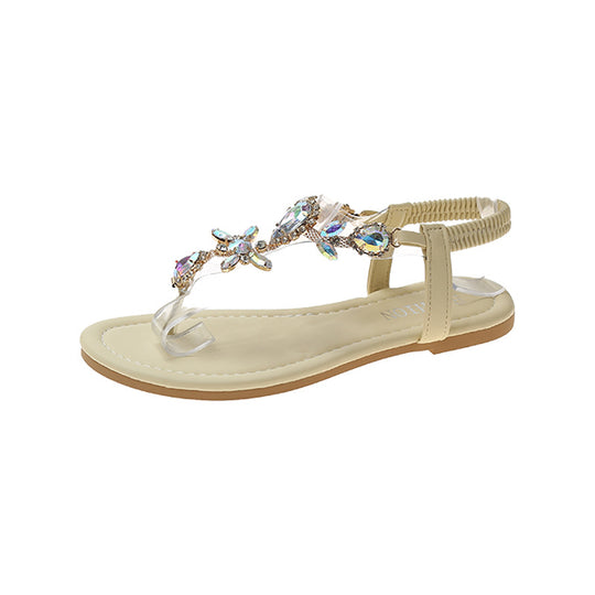 Damen elegante Zehentrenner-Sandalen mit funkelndem Strass R&B