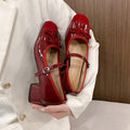 Damen Ballerina Schuhe mit elegantem Riemchen und glänzender Oberfläche EB