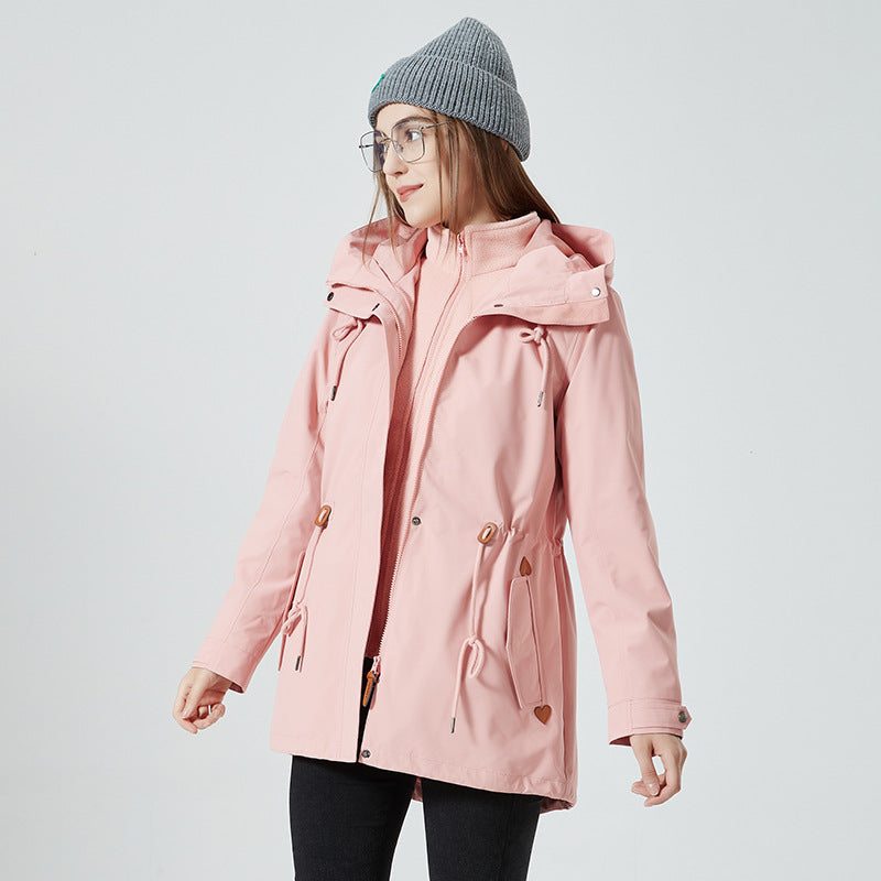 Damen wasserfeste Übergangsjacke mit verstellbarem Kapuzensystem und praktischen Taschen R&B