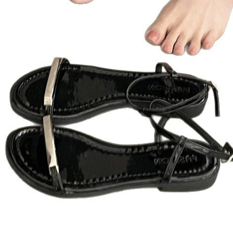 Damen elegante Riemchen-Sandalen mit modischem Glitzerakzent R&B