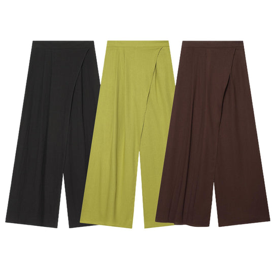 Damenweite Palazzo-Hose mit asymmetrischem Schnitt und elastischem Bund R&B