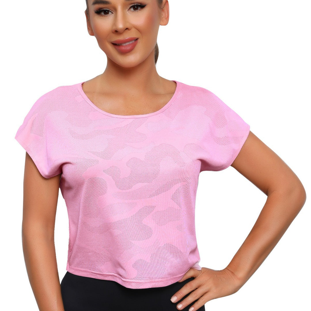 Damen Sportliches Crop-Top mit atmungsaktiver Netzstruktur R&B