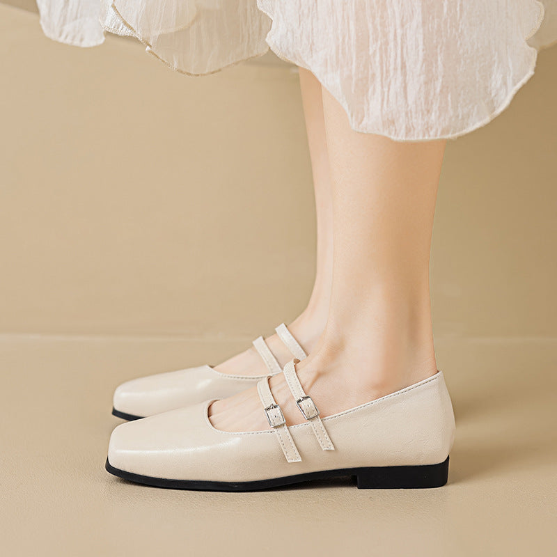 Damen zeitlose und elegante Mary-Jane Schuhe mit doppeltem Riemen