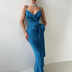 Damen elegantes Abendkleid mit Chiffon-Schleife R&B