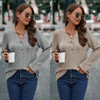 Damen Langarmbluse mit strukturiertem Muster und Knopfdetail R&B