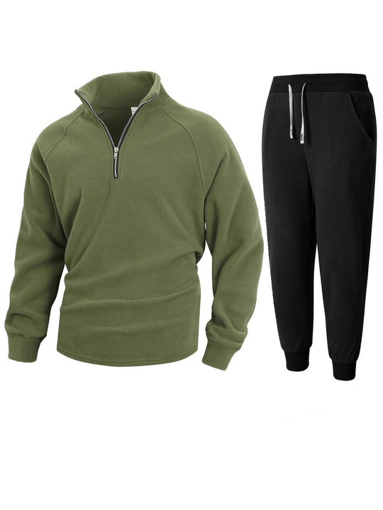 Herren Fleece-Relaxanzug mit halblangem Reißverschluss R&B